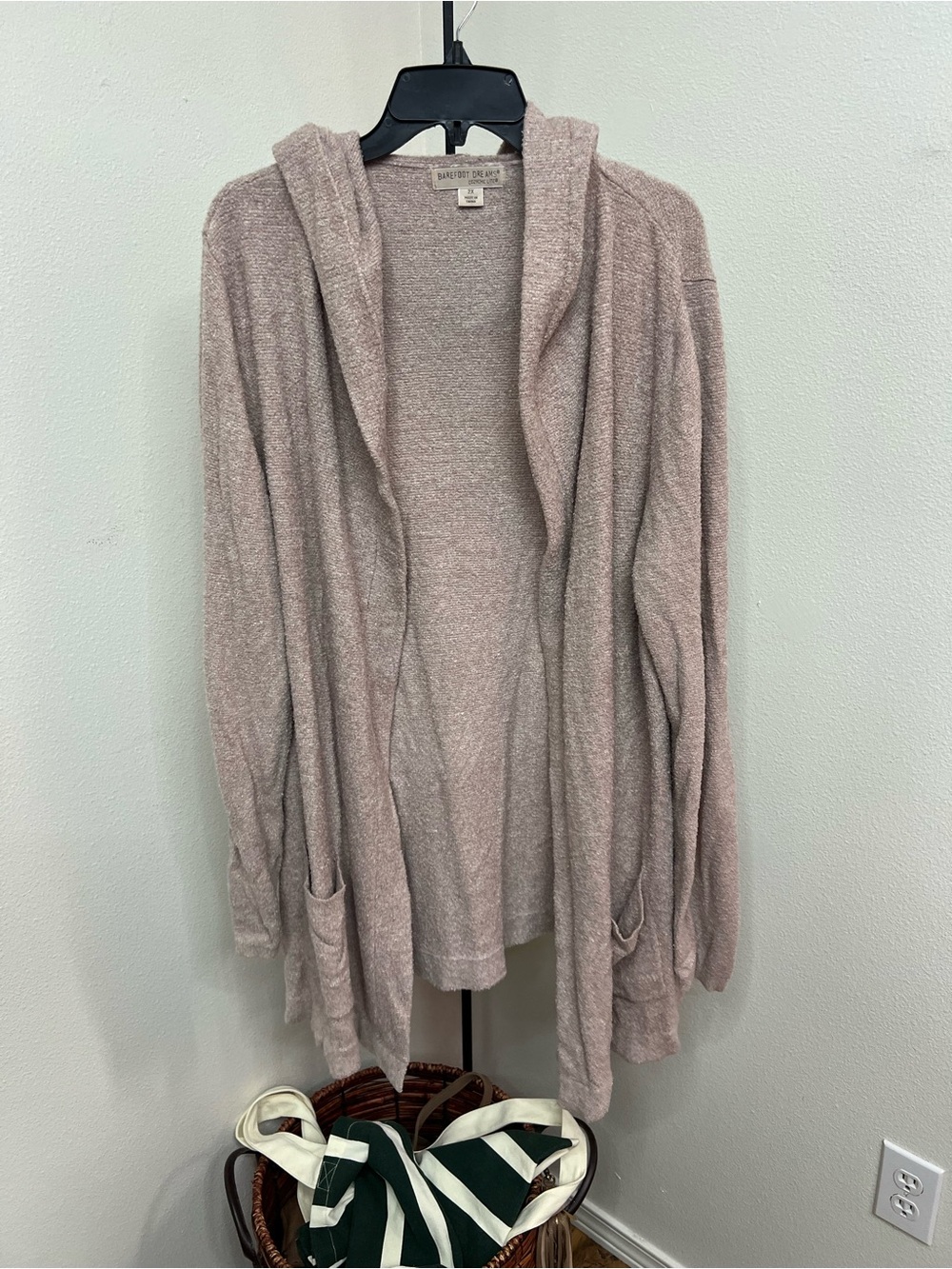 Barefoot Dreams Open Hooded Cardigan - Dusty Rose